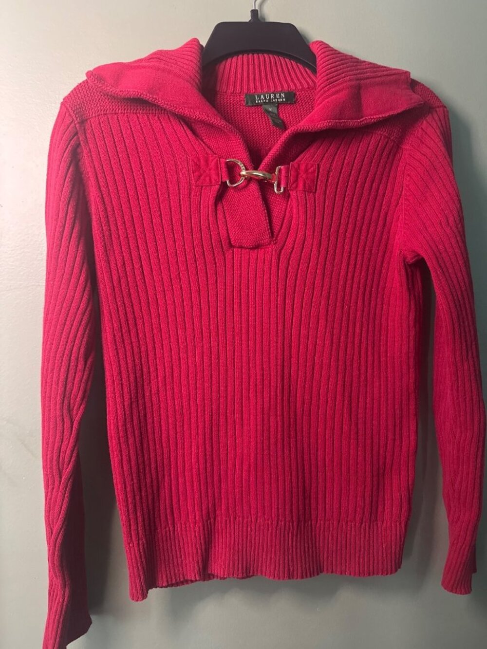 Lauren Ralph Lauren Women’s M Pink Ribbed Tunic Top Quiet Luxury Coastal Chic